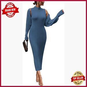 Slim Fit Knit Sweater Dress Set with Cropped Cardigan, Hand Wash